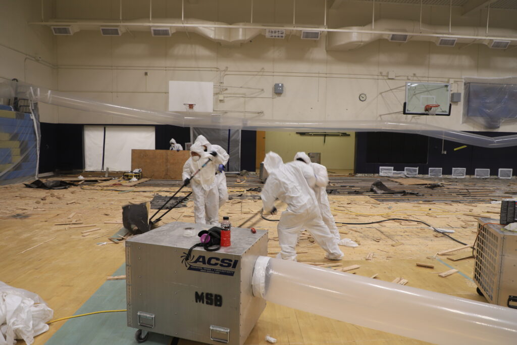 Team Staff at Basketball Court Large Water Damage Restoration