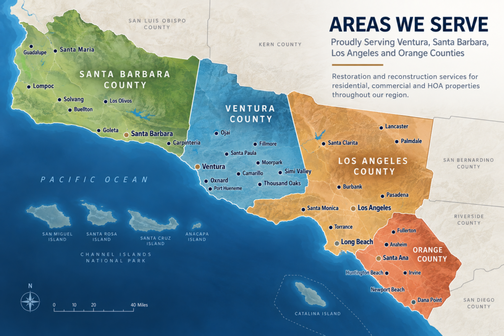 Areas We Serve Map Santa Barbara, Ventura, Los Angeles, Orange Counties