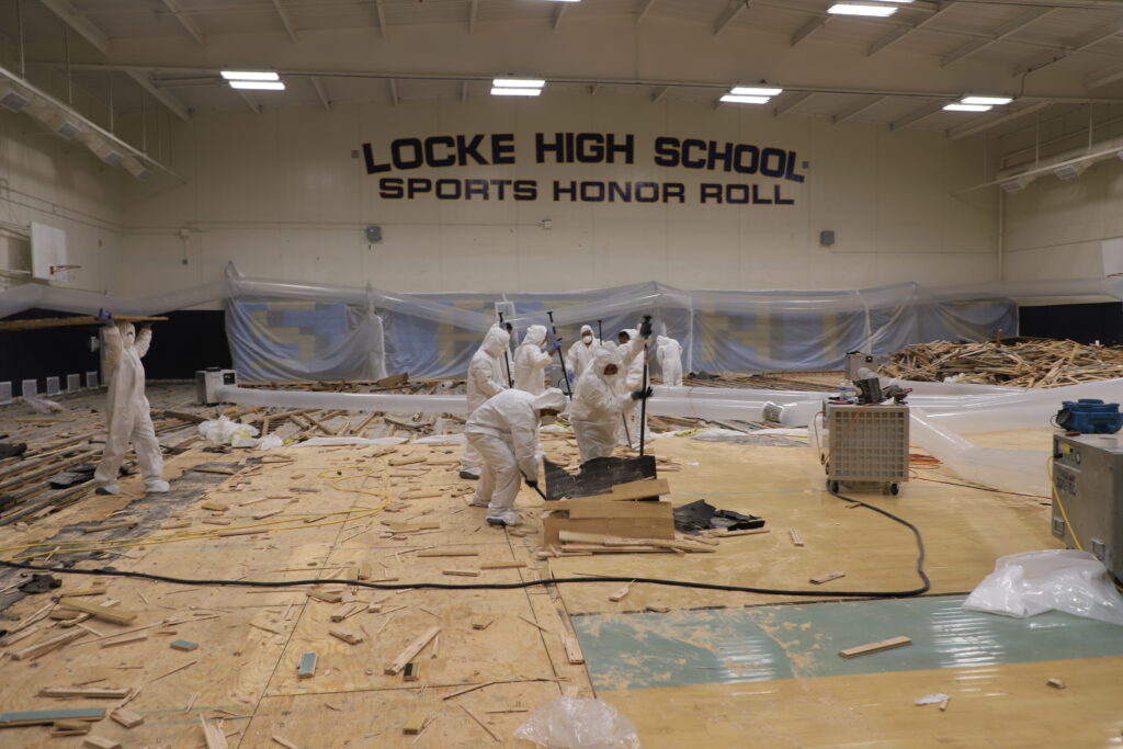 Basketball Court Large Water Damage Restoration- 27