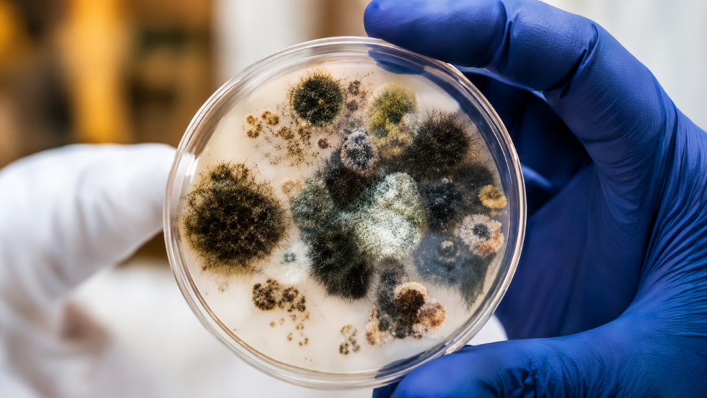 Mold Spore Testing Dish Examined